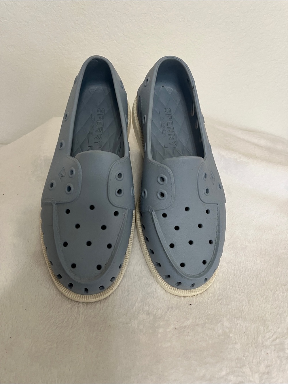 Sperry Womens Slip-On Shoes in Light Blue Gray